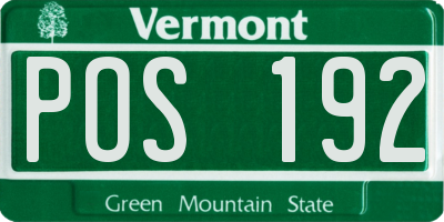 VT license plate POS192