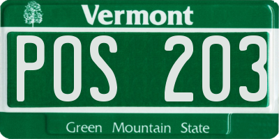 VT license plate POS203