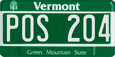 VT license plate POS204