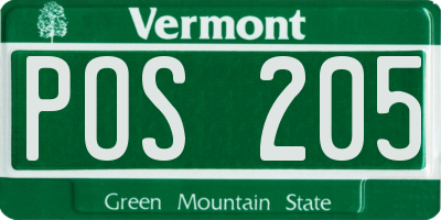 VT license plate POS205