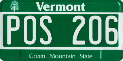 VT license plate POS206