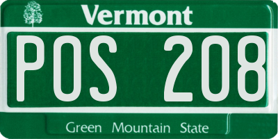 VT license plate POS208