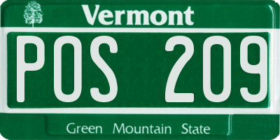 VT license plate POS209