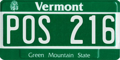 VT license plate POS216