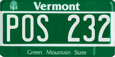 VT license plate POS232
