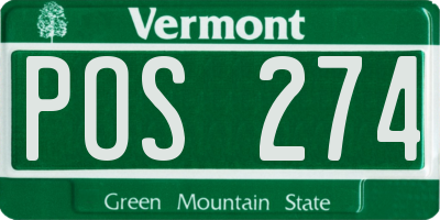 VT license plate POS274