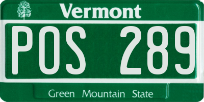 VT license plate POS289
