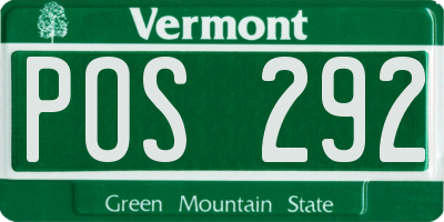 VT license plate POS292