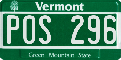 VT license plate POS296