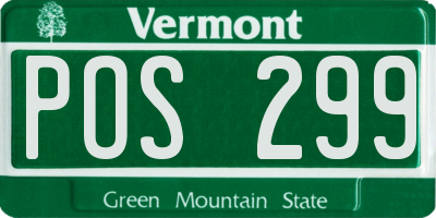VT license plate POS299