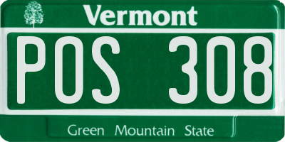 VT license plate POS308