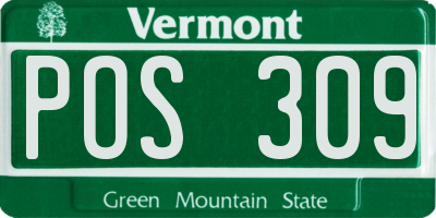 VT license plate POS309