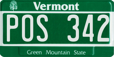 VT license plate POS342