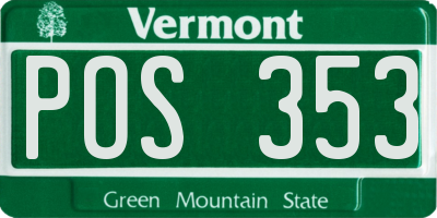 VT license plate POS353