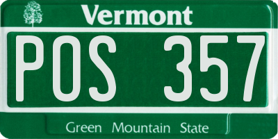 VT license plate POS357