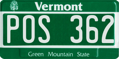 VT license plate POS362