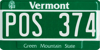 VT license plate POS374