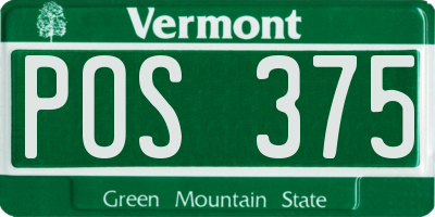 VT license plate POS375