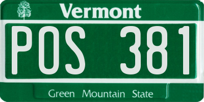 VT license plate POS381
