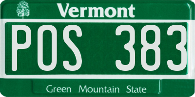 VT license plate POS383