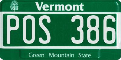 VT license plate POS386