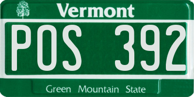 VT license plate POS392