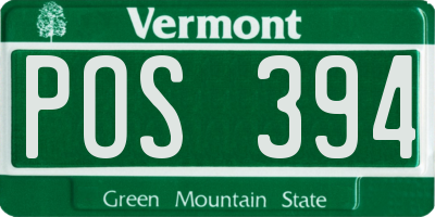 VT license plate POS394