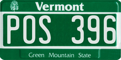 VT license plate POS396