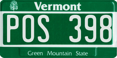 VT license plate POS398
