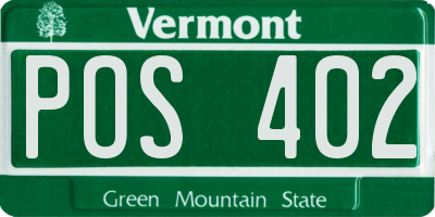 VT license plate POS402