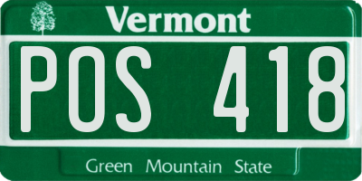 VT license plate POS418