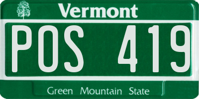 VT license plate POS419