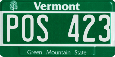 VT license plate POS423