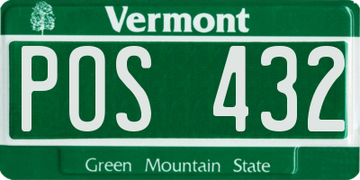 VT license plate POS432