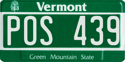 VT license plate POS439