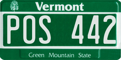 VT license plate POS442