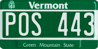 VT license plate POS443