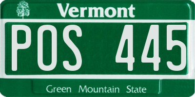 VT license plate POS445