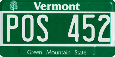 VT license plate POS452