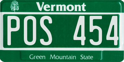 VT license plate POS454