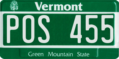 VT license plate POS455