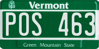 VT license plate POS463