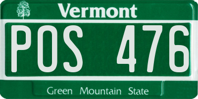 VT license plate POS476