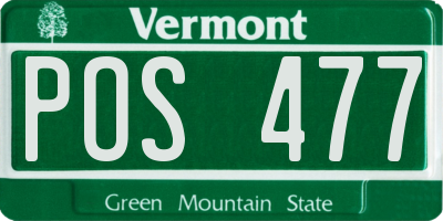 VT license plate POS477