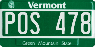 VT license plate POS478