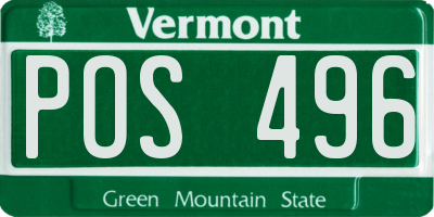 VT license plate POS496