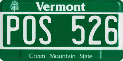 VT license plate POS526