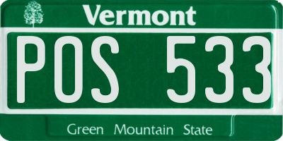 VT license plate POS533