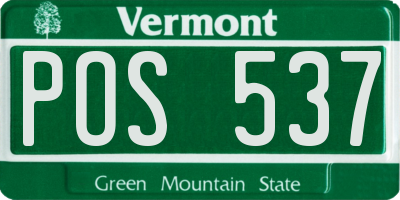 VT license plate POS537