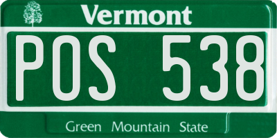 VT license plate POS538